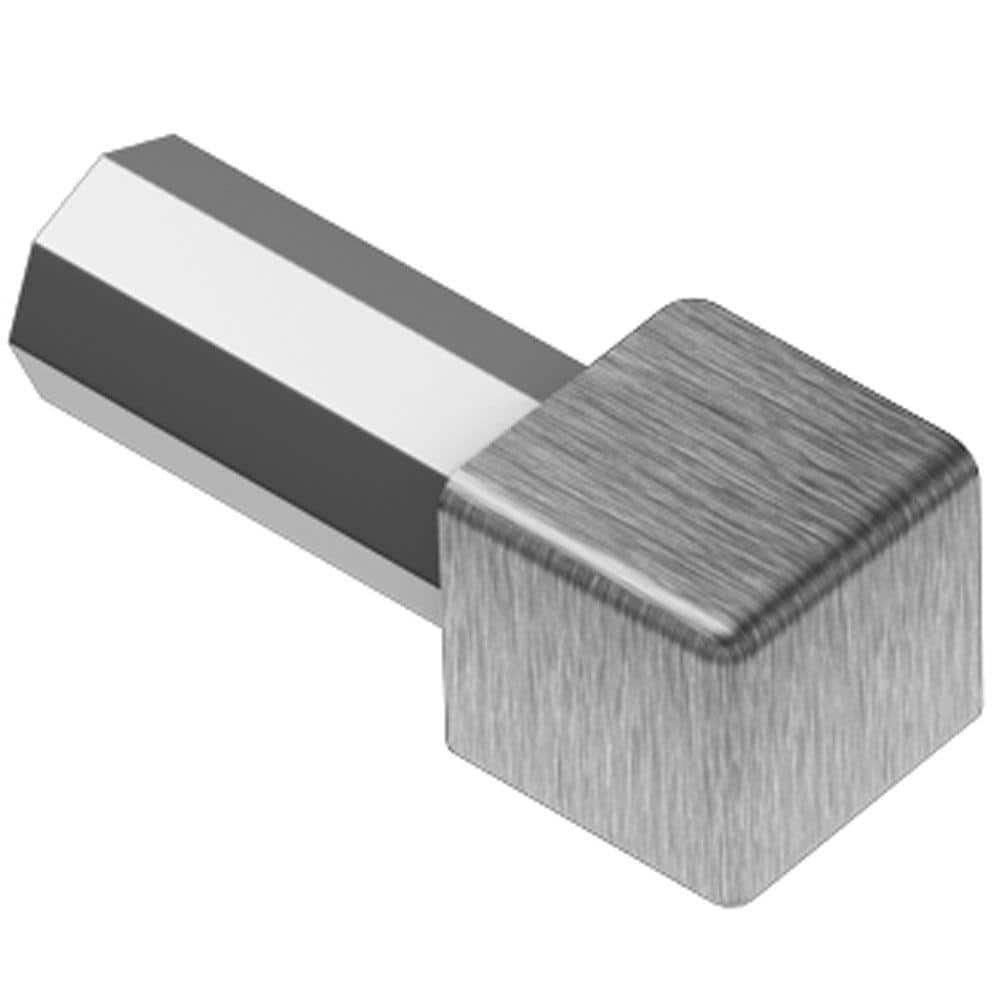 Quadec Brushed Stainless Steel 1/4 in. x 1 in. Metal Inside/Outside Corner - Hercitys