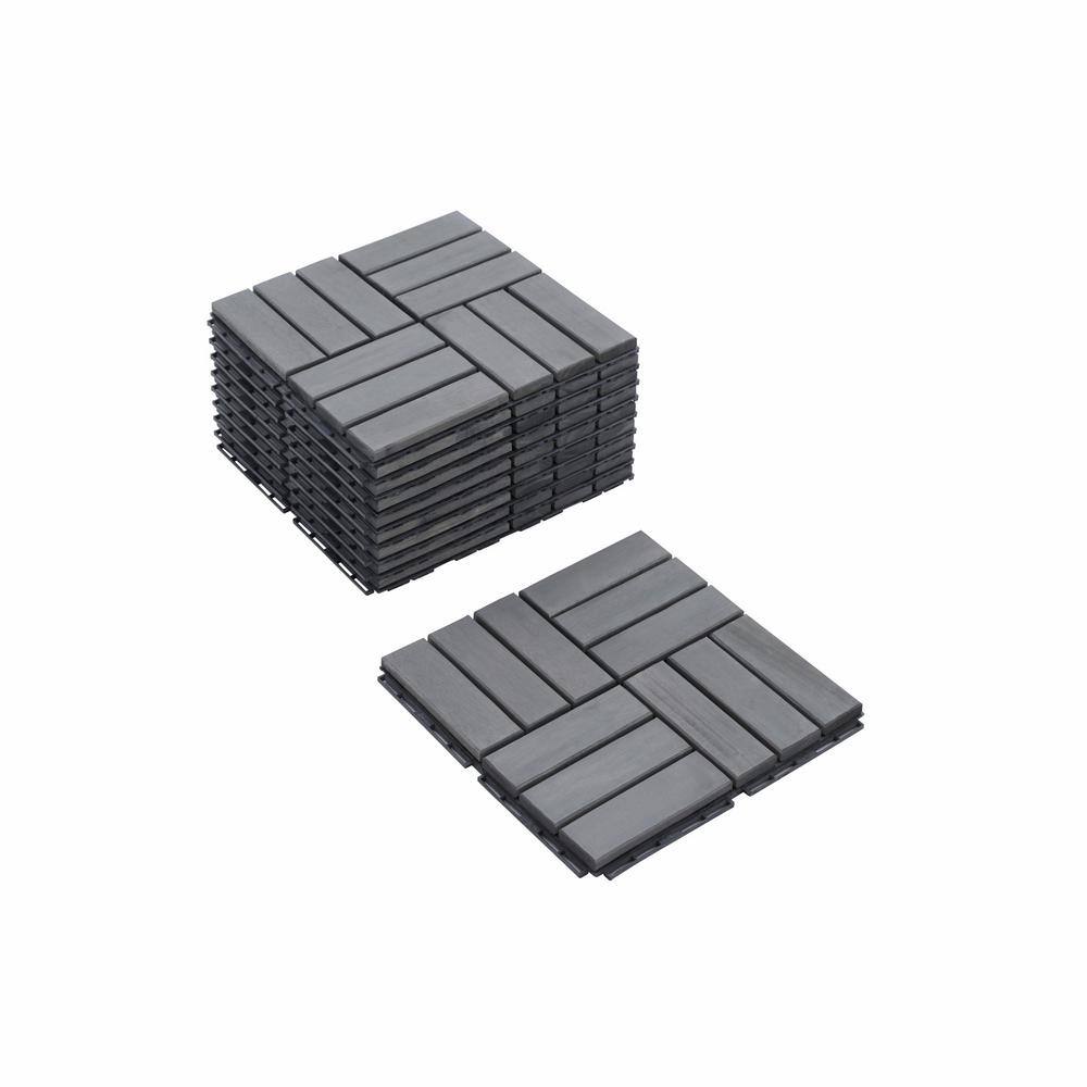 Gray 12 in. x 12 in. x 0.75 in. Thick Square Interlocking Deck Tiles Checker Pattern for Patio 30 sq. ft. (30-Pack) - Hercitys