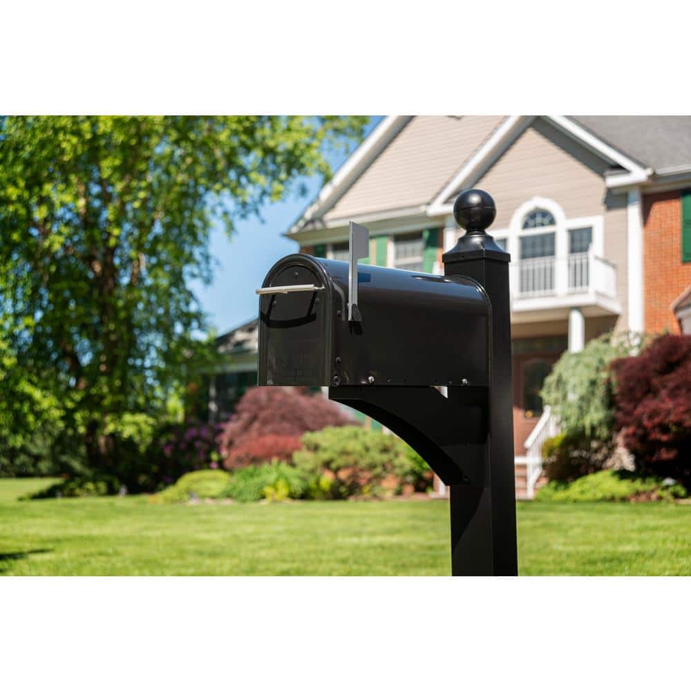 Franklin Black, Medium, Steel, Post Mount Mailbox with Satin Nickel Handle - Hercitys