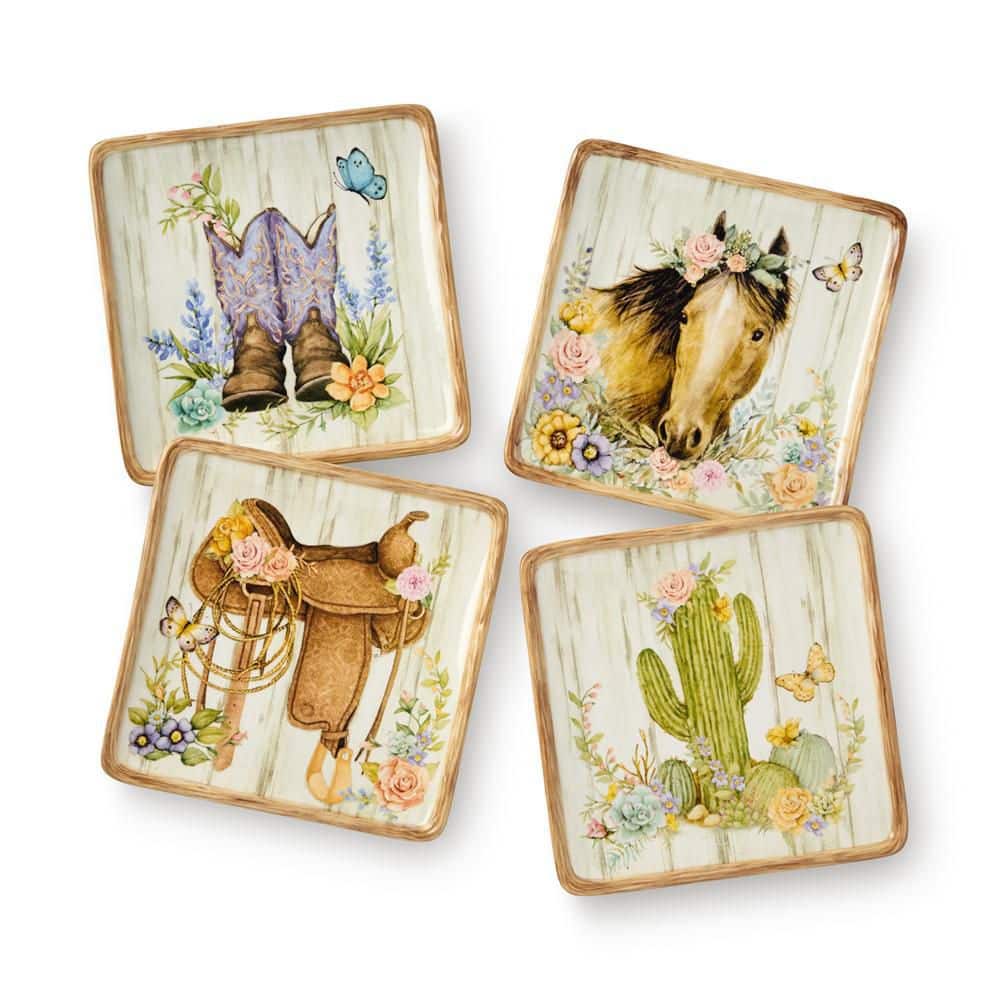 Rosewood Multi-Color Canape Accent Plates (Set of 4) - Hercitys