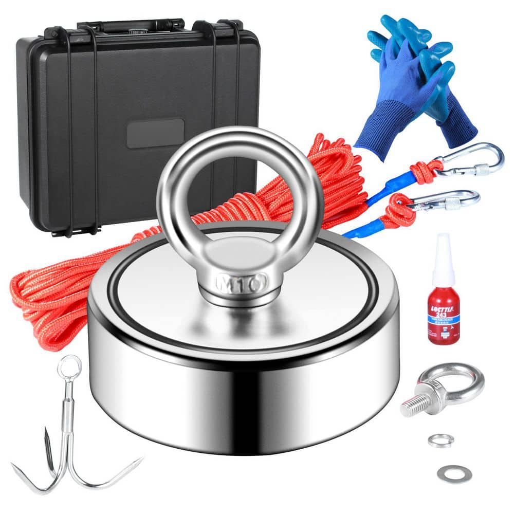 Magnet Fishing Kit, 1200 lbs. 2.95 in. Diameter Double Sided Fishing Magnets, Strong Neodymium Magnet with Rope - Hercitys