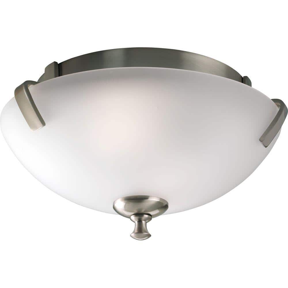 Wisten 14 in. 2-Light Brushed Nickel Flush Mount with Etched Glass - Hercitys
