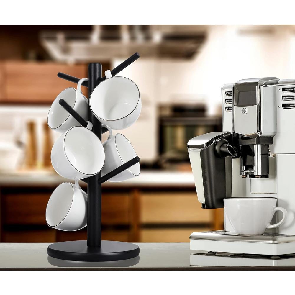 Mug Holder Tree, Coffee Cup Holder with 6 Hooks in Black - Hercitys