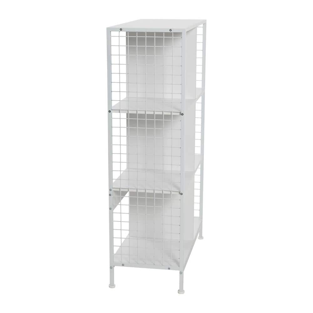 Trellis 6 Cube 3-Tier Metal Scandinavian White Open Storage Shelving Unit 28.23 in. W x 41.93 in. H x 13.23 in. D - Hercitys