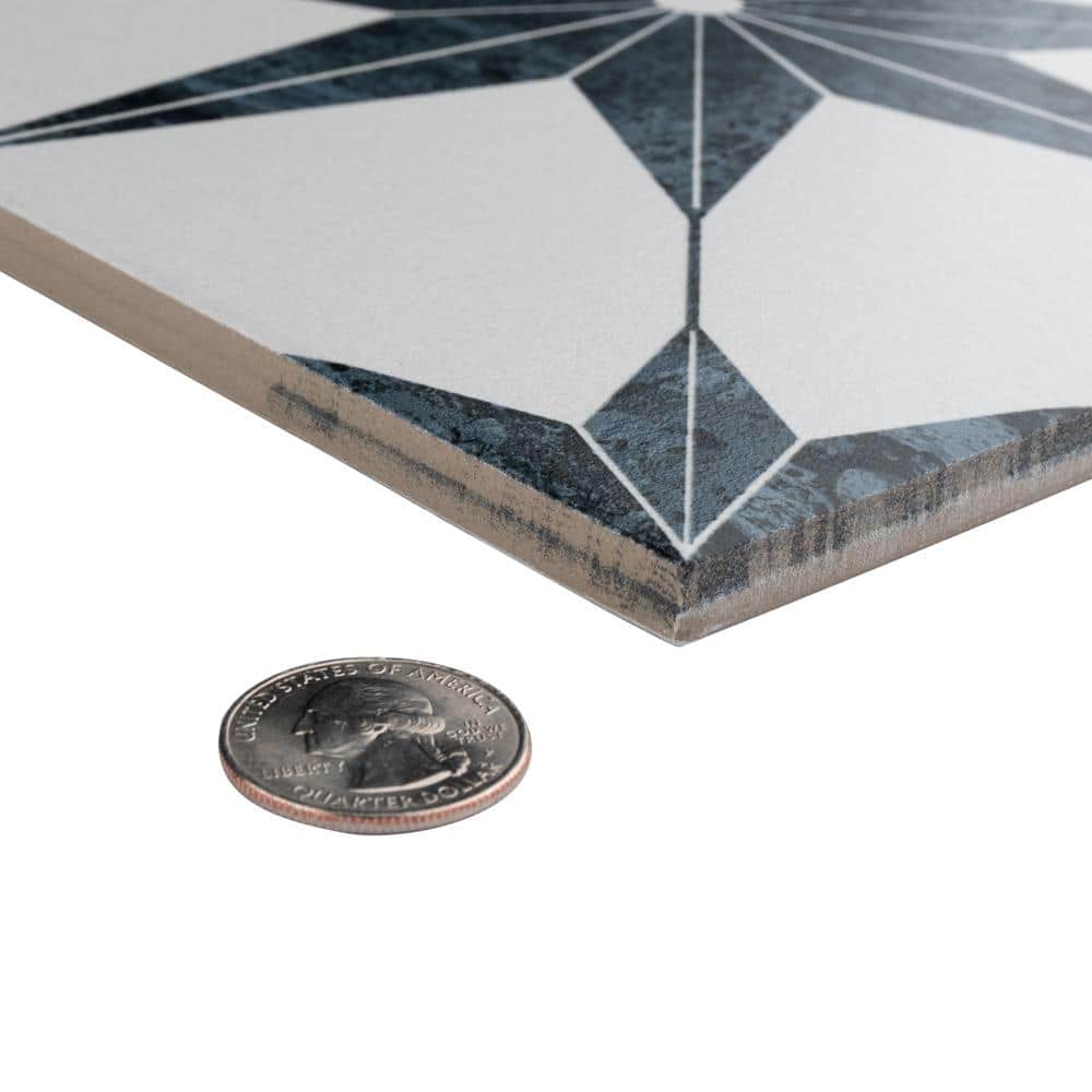 Cassis Stella Black 9-3/4 in. x 9-3/4 in. Porcelain Floor and Wall Tile (10.88 sq. ft./Case) - Hercitys