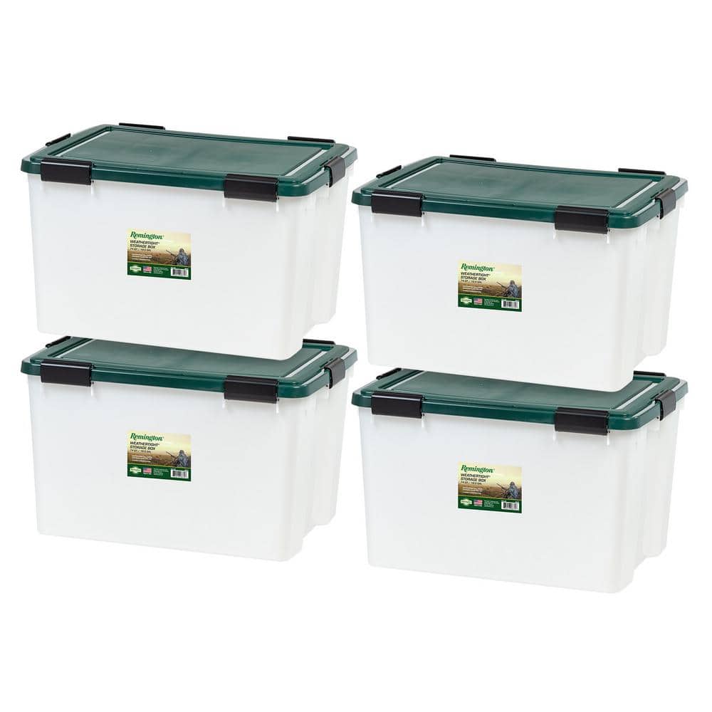 Remington 74 Qt./18.5 Gal. WEATHERTIGHT Storage Tote – Set of 4 - Hercitys