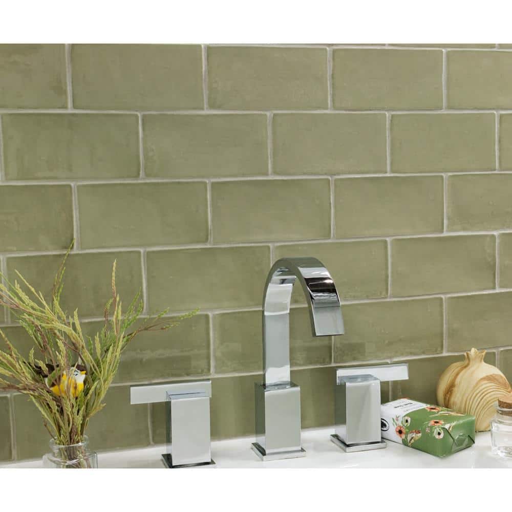 Catalina Kale 3 in. x 6 in. Polished Ceramic Subway Wall Tile (5.38 sq.ft./case) - Hercitys