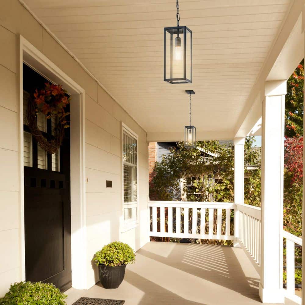 Hurley 6 in. 1-Light Modern Matte Black Outdoor Hanging Pendant Light with Clear Glass Shade - Hercitys