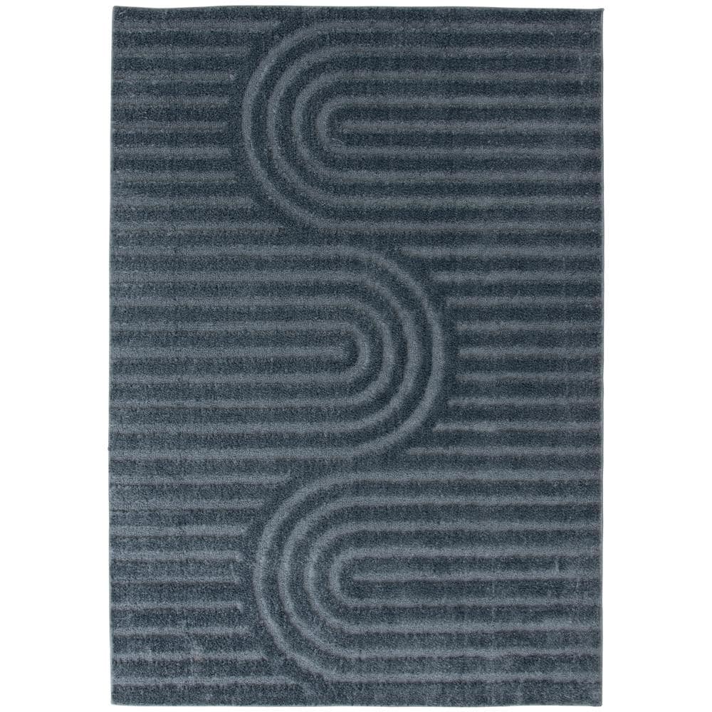 Oathil Stone Blue 9 ft. x 12 ft. Geometric Area Rug - Hercitys