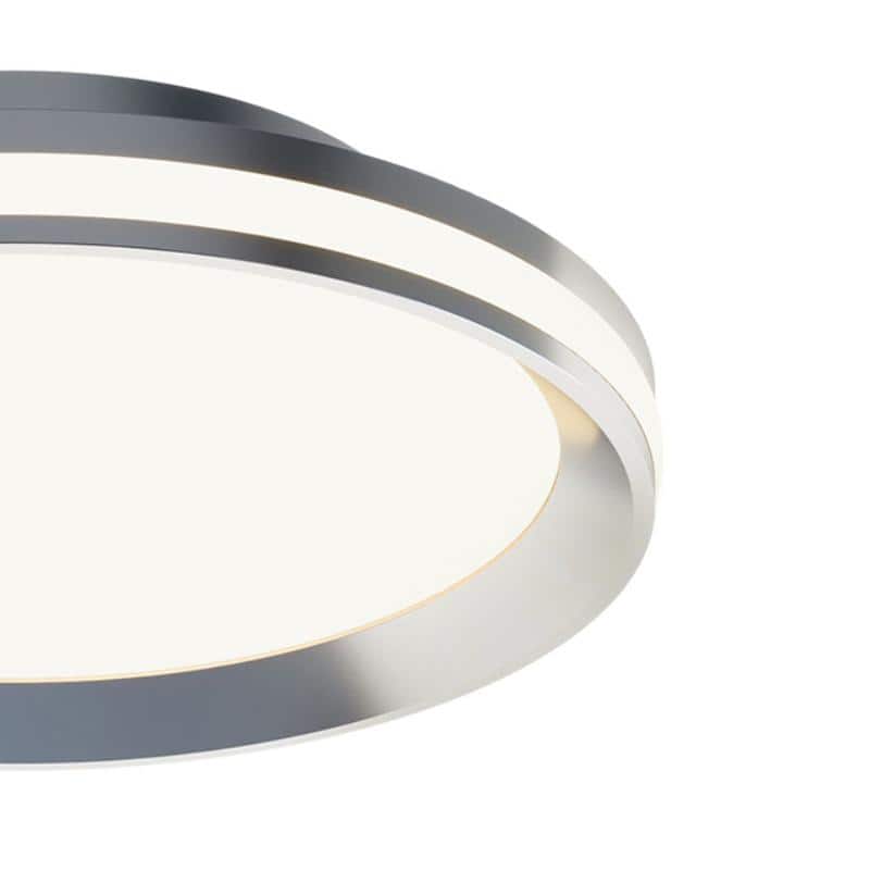 Sona 12 in. 25 -Watt Modern Satin Nickel Integrated LED Flush Mount with Clear White Acrylic Shade - Hercitys