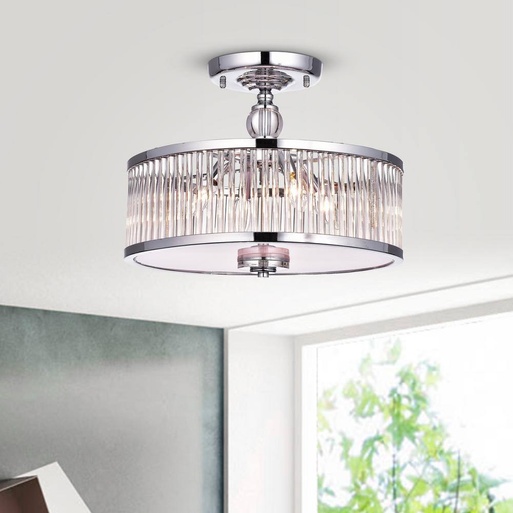 Santeri 16.9 in. Chrome Semi-Flush Mount with No Bulbs Included - Hercitys