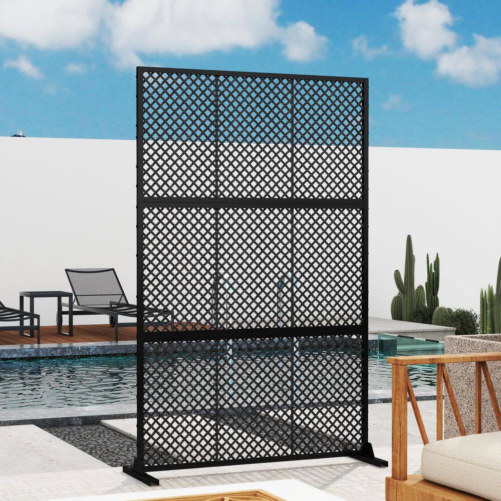 72.1 in. Privacy Metal Garden Fence Screen Panels in Black (1-Pack) - Hercitys
