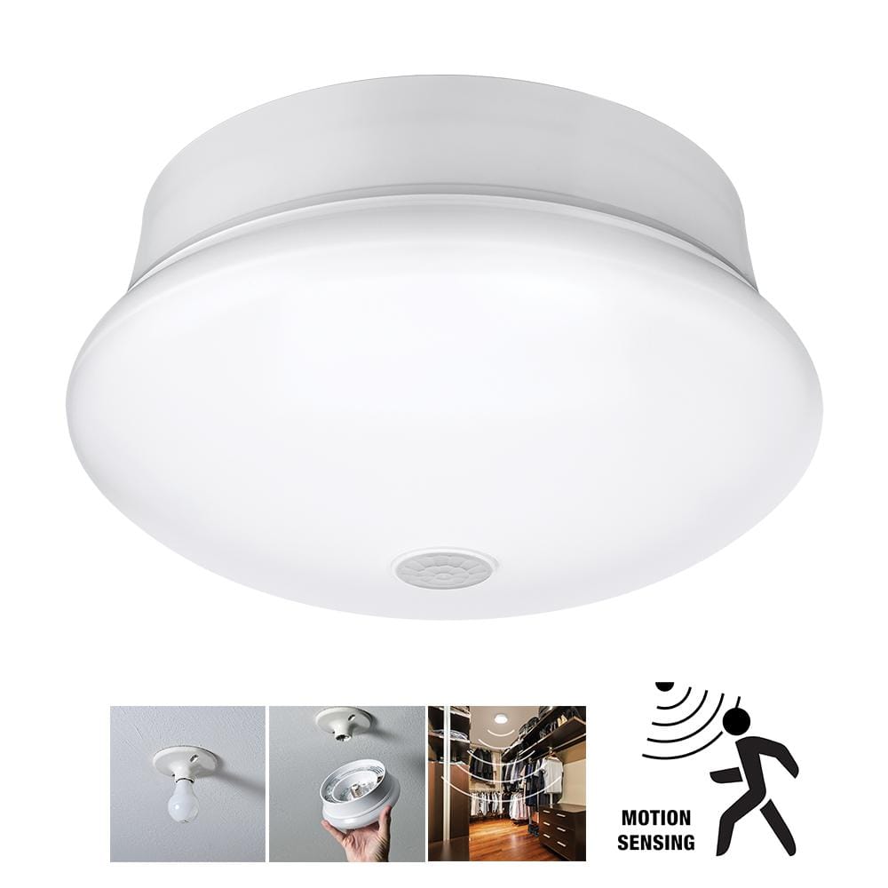 Spin Light 7 in. Motion Sensor LED Flush Mount Ceiling Light Customize Hold Times Closet Rated 830 Lumens 4000K - Hercitys
