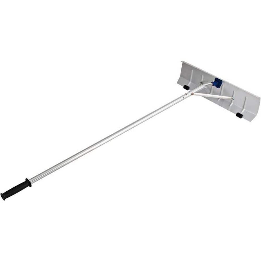 60 in. Silver Retractable Aluminum Snow Rake, with 26 in. Blade 5 Section Pipes and Non -Slip Design Handles - Hercitys