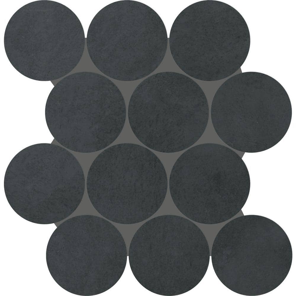 Indoterra Volcanic Ash 13 in. x 13 in. Matte Porcelain Concrete Look Circle Mosaic Tile (4.79 sq. ft./Case) - Hercitys