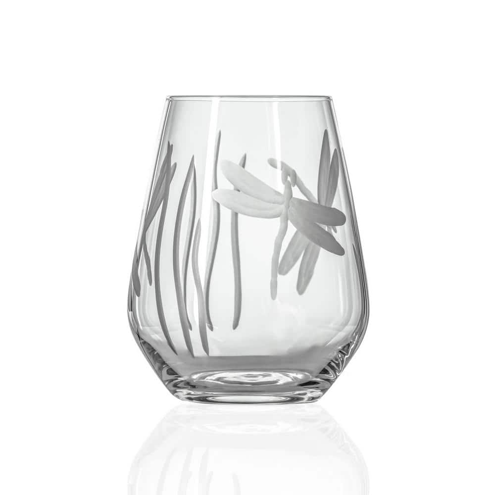 Dragonfly 18 oz. Stemless Wine Tumbler Glasses – Set of 4 - Hercitys