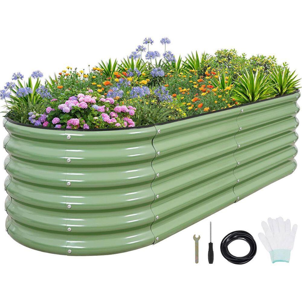 Galvanized Raised Garden Bed 72 in. L x 24 in. W x 16.8 in. H Durable Metal Planter Kit with Protective Tape Green - Hercitys