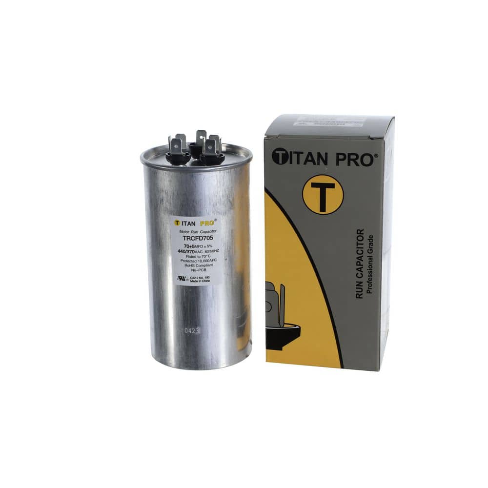 TITAN PRO 70 Plus 5 MFD 440/370V Dual Voltage Round Run Capacitor - Hercitys