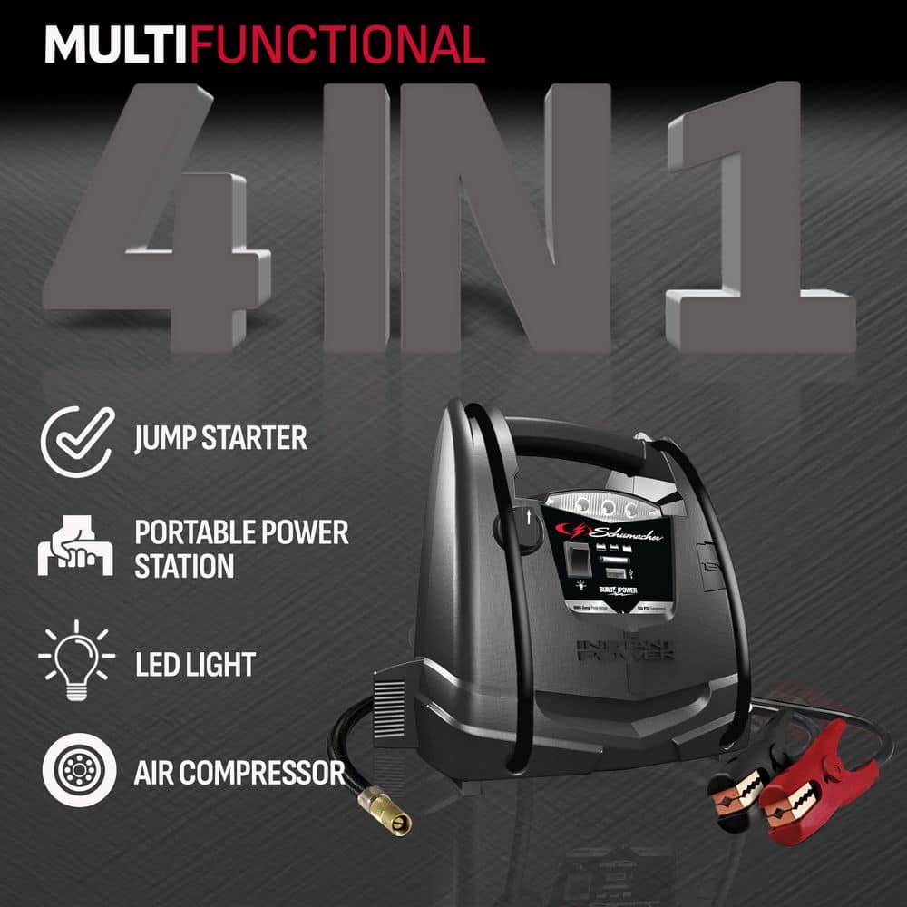 Automotive 12 Volt 1000 Amp Jump Starter and Portable Power Station with Air Compressor - Hercitys