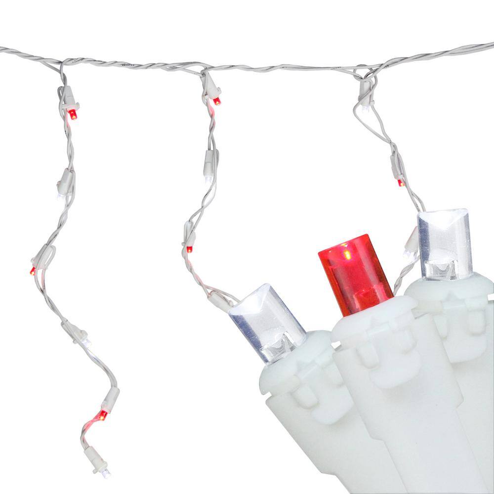 6.75 ft. 100-Light Red and Pure White LED Wide Angle Icicle Lights - Hercitys