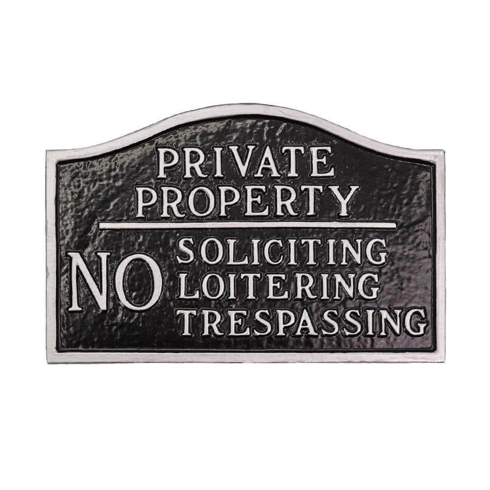 Private Property, No Soliciting, No Loitering Small Statement Plaque – Black/Silver - Hercitys