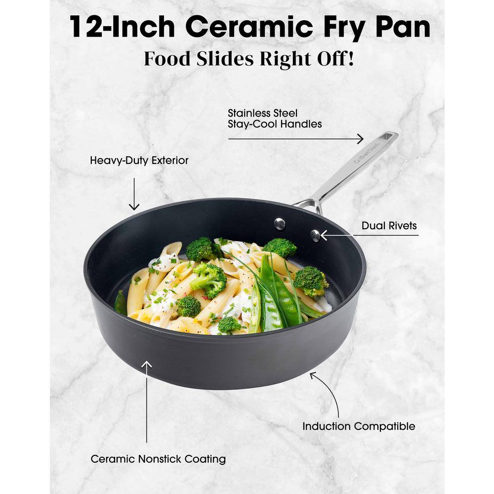 Professional 2x Hard Anodized Aluminum 4 qt. Ultra Ceramic Deep Saute Pan with Lid - Hercitys