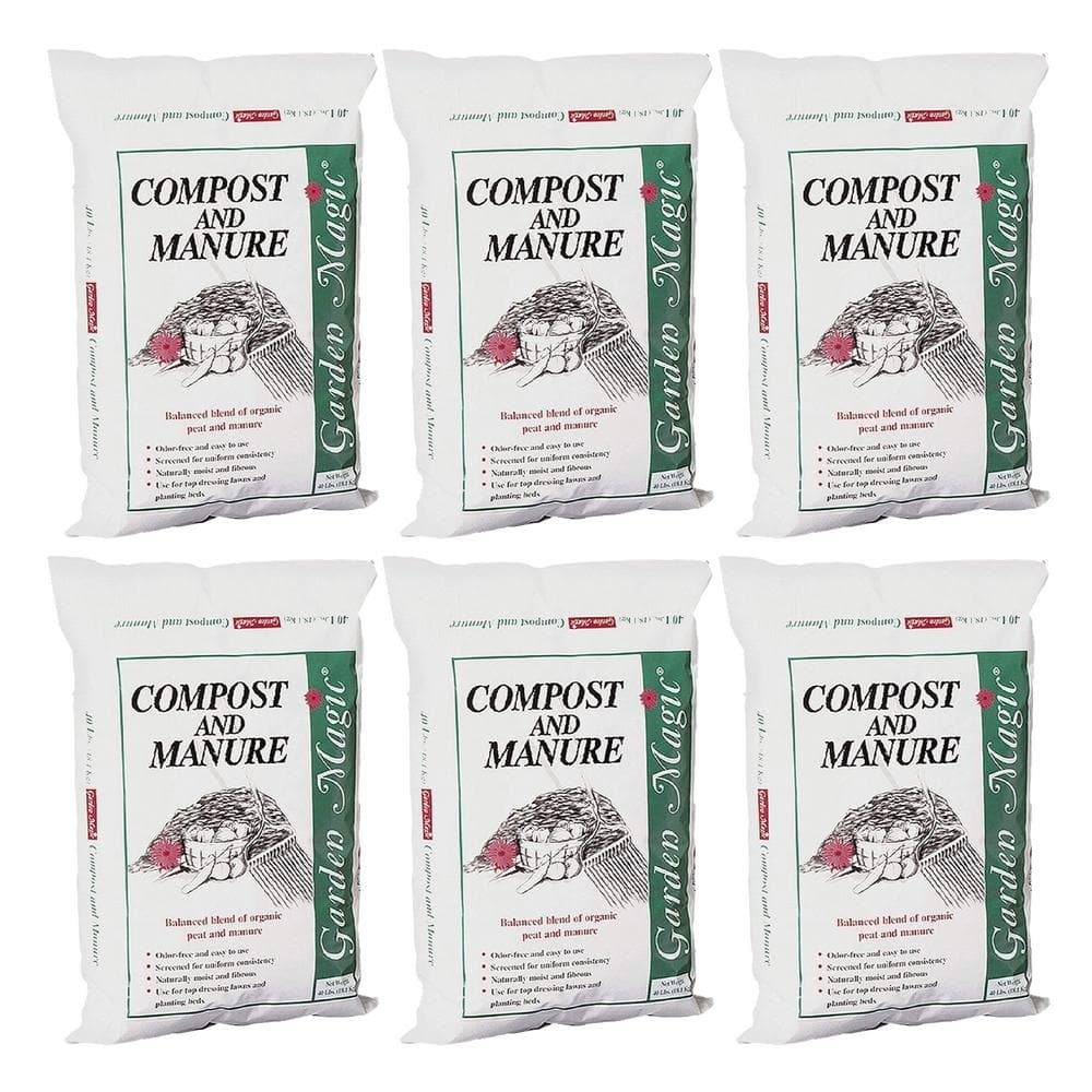 Lawn Garden Compost and Manure Blend, 40 Pound Bag (6-Pack) - Hercitys