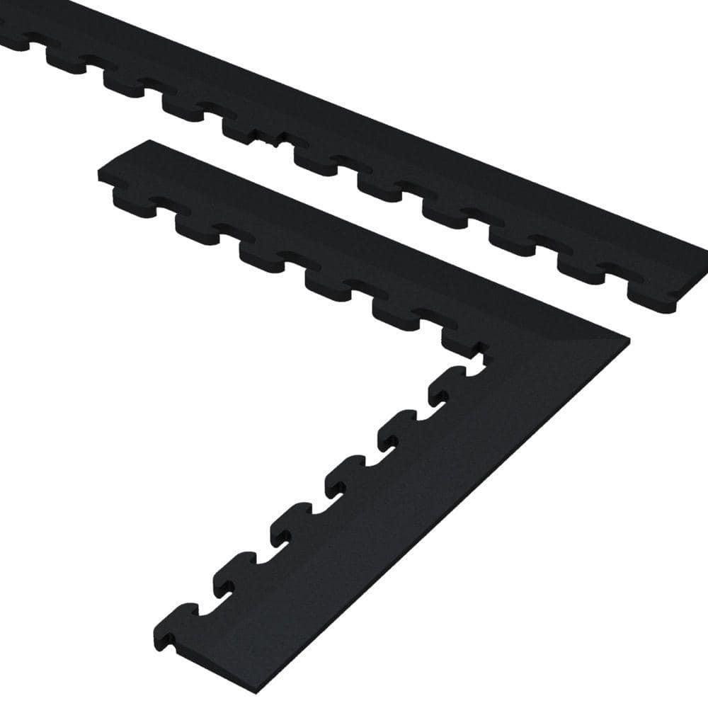 9.5 in. x 18.5 in. Black Multi-Purpose Commercial PVC Garage Flooring Tile Trim Kit (20 sq. ft.) - Hercitys