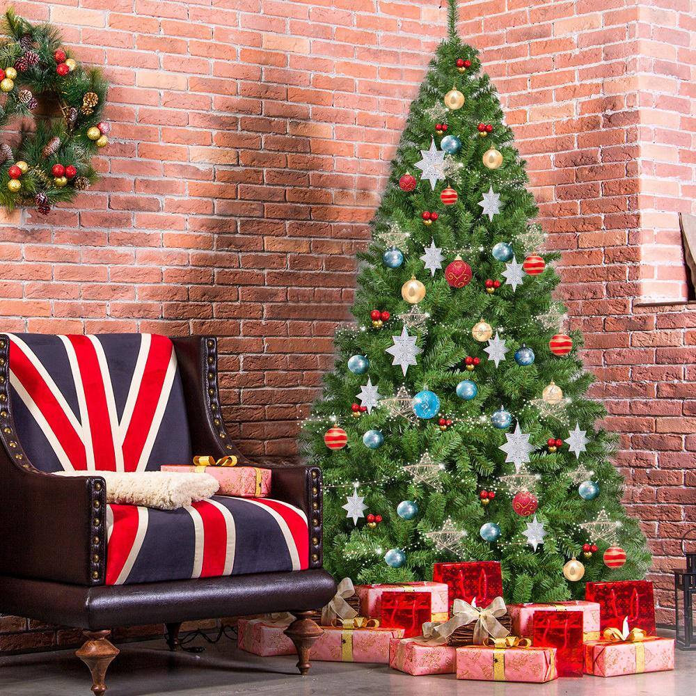 7.5 ft. Green Unlit Hinged Artificial Christmas Tree Pine Tree with 1346 Tips - Hercitys