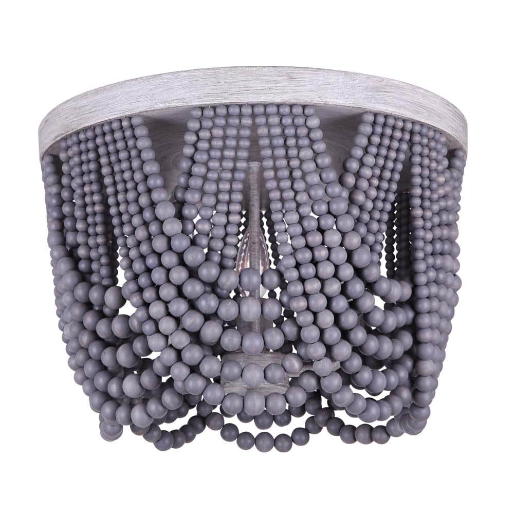 Leora 15 in. 3-Light Brushed Grey Flush Mount - Hercitys