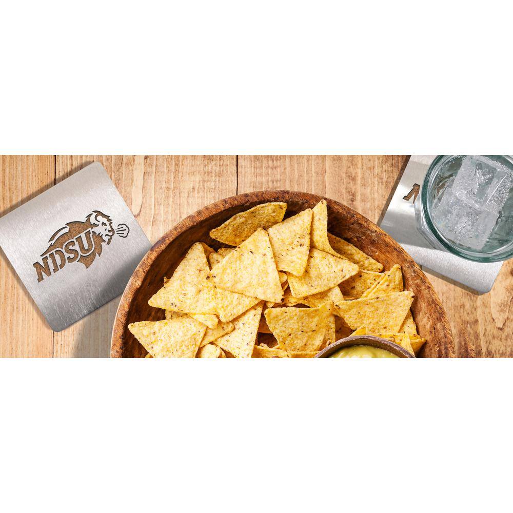 NCAA North Dakota State Bison Stainless Steel 4 in. Metallics Coasters (Set of 4) - Hercitys