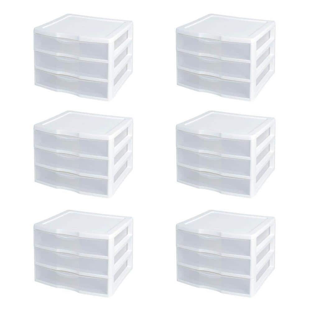 Wide Portable Countertop 3 Drawer Qt Desktop Storage Unit (6 Pack) - Hercitys