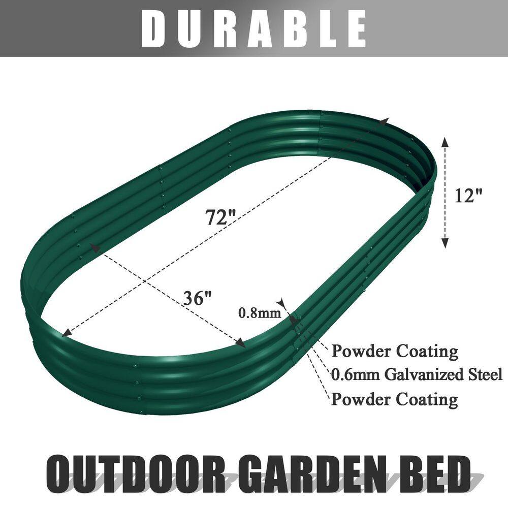 Green 72 in. x 36 in. x 12 in. Galvanized Raised Garden Bed Kit, Metal Planter Box for Vegetables Flowers Fruits 2 Pack - Hercitys