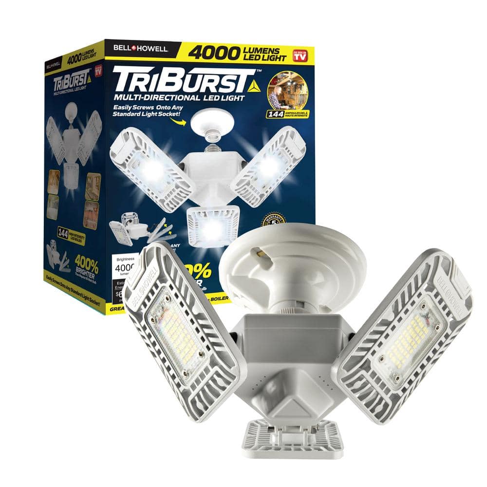 TriBurst 10.5 in. 144 High Intensity LED 4000 Lumens White Flush Mount Ceiling Light with 3 Adjustable Heads - Hercitys