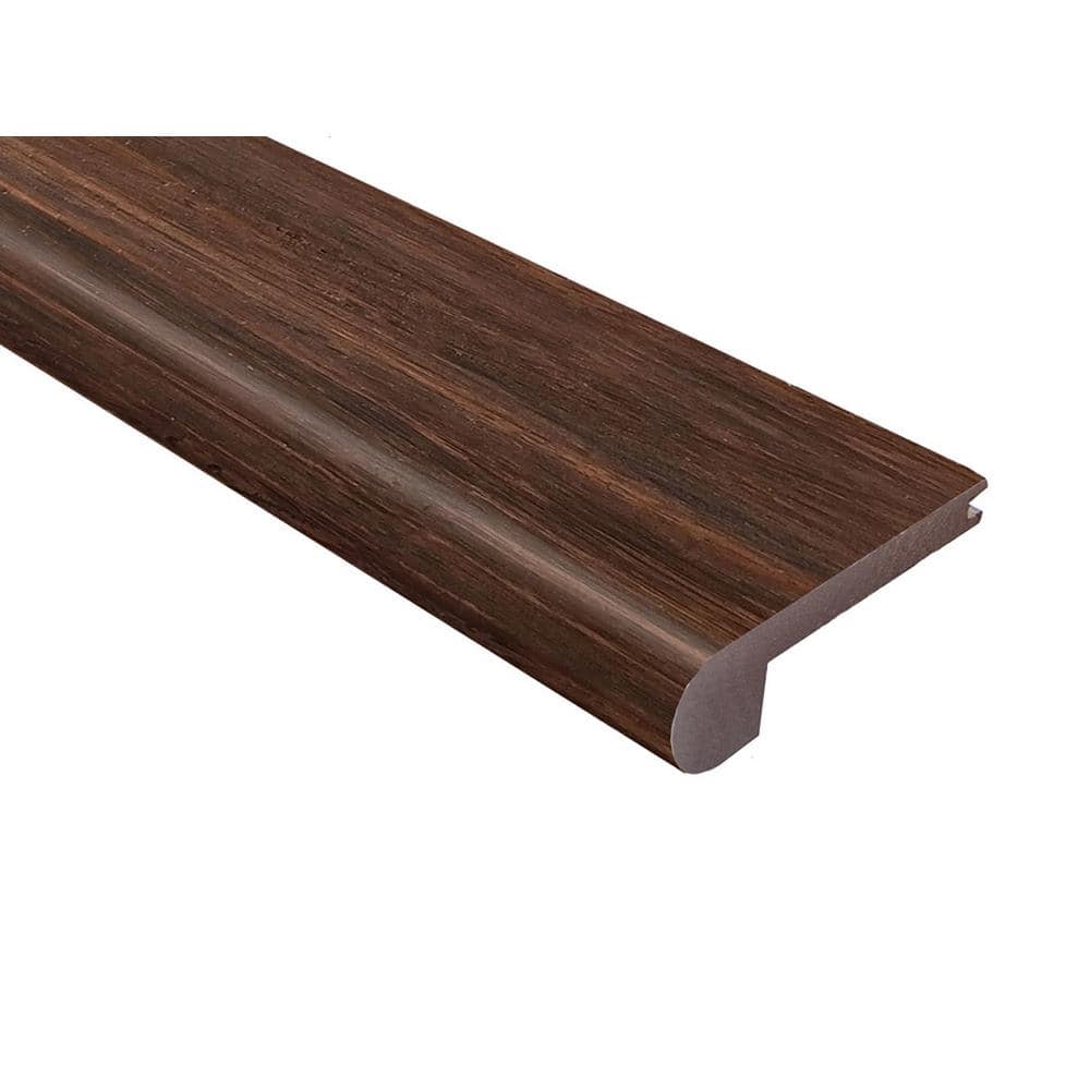 Hand Scraped Strand Woven Coffee Herringbone 0.4 in. T x 3-1/4 in. W x 72 in. L Bamboo Flush Stair Nose Molding - Hercitys