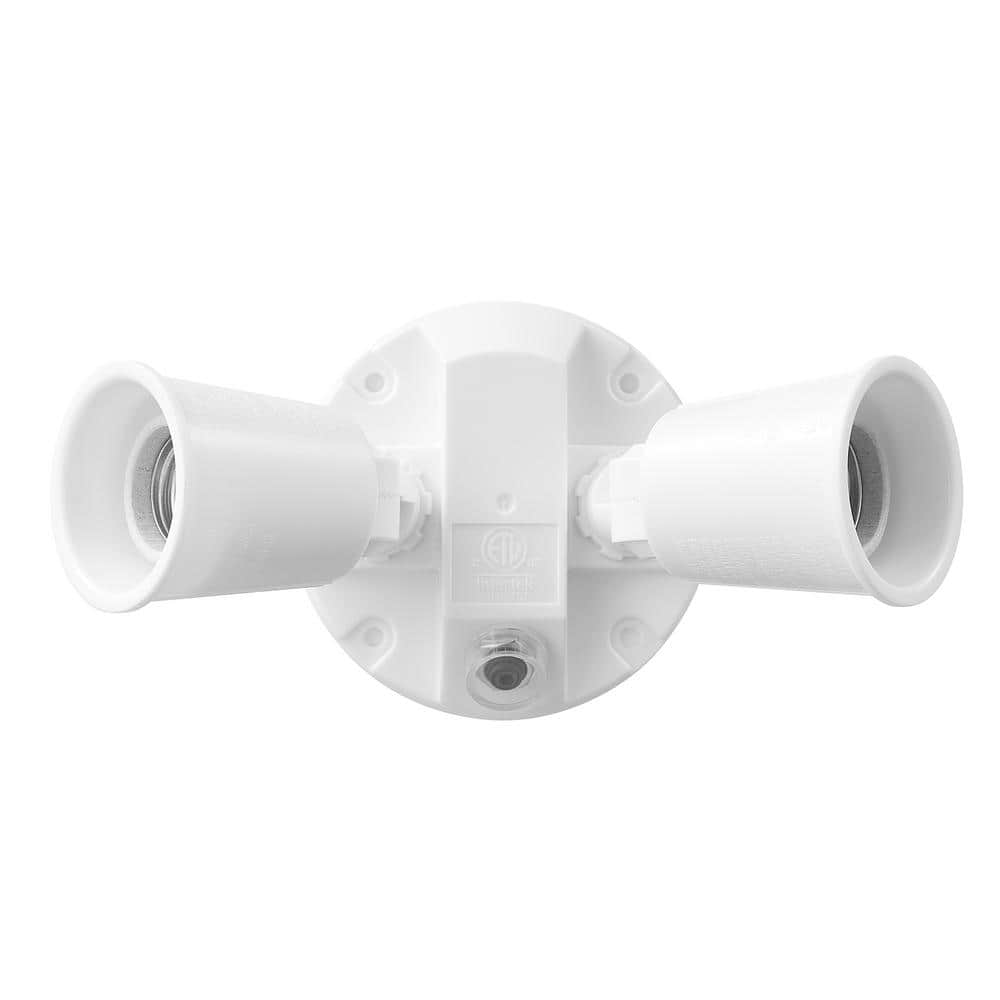PAR White Dusk-to-Dawn Activated Wired Outdoor 2-Head Security Flood Light - Hercitys