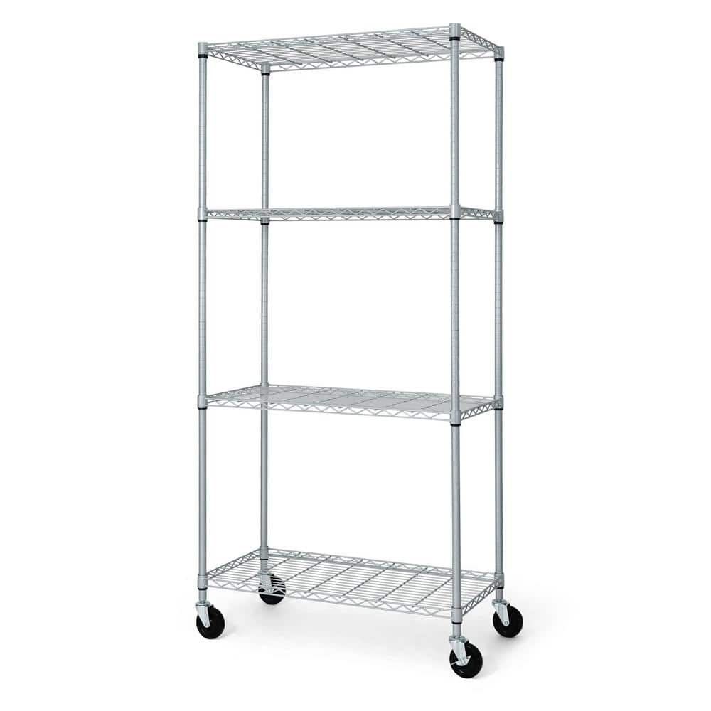 Silver 4-Tier Adjustable Welded Steel Heavy Duty Garage Storage Unit Shelving (36 in. W x 76 in. H x 18 in. D) - Hercitys