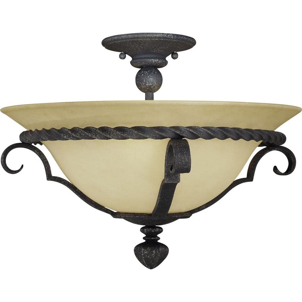 Sevilla 3-Light Antique Iron Interior Semi Flush Mount - Hercitys