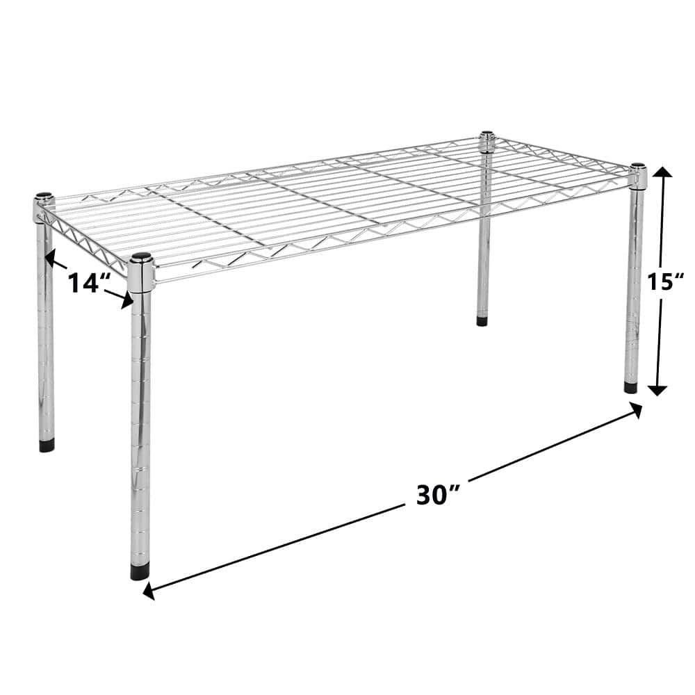 Silver 1-Tier Metal Wire Shelving Unit (30 in. W x 15 in. H x 14 in. D) - Hercitys