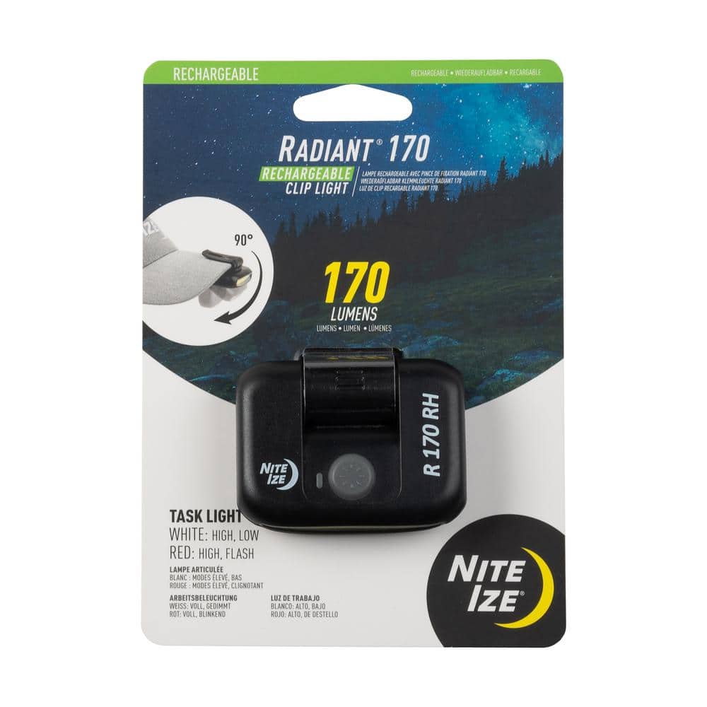 Radiant 170 Rechargeable Clip Light, Black - Hercitys