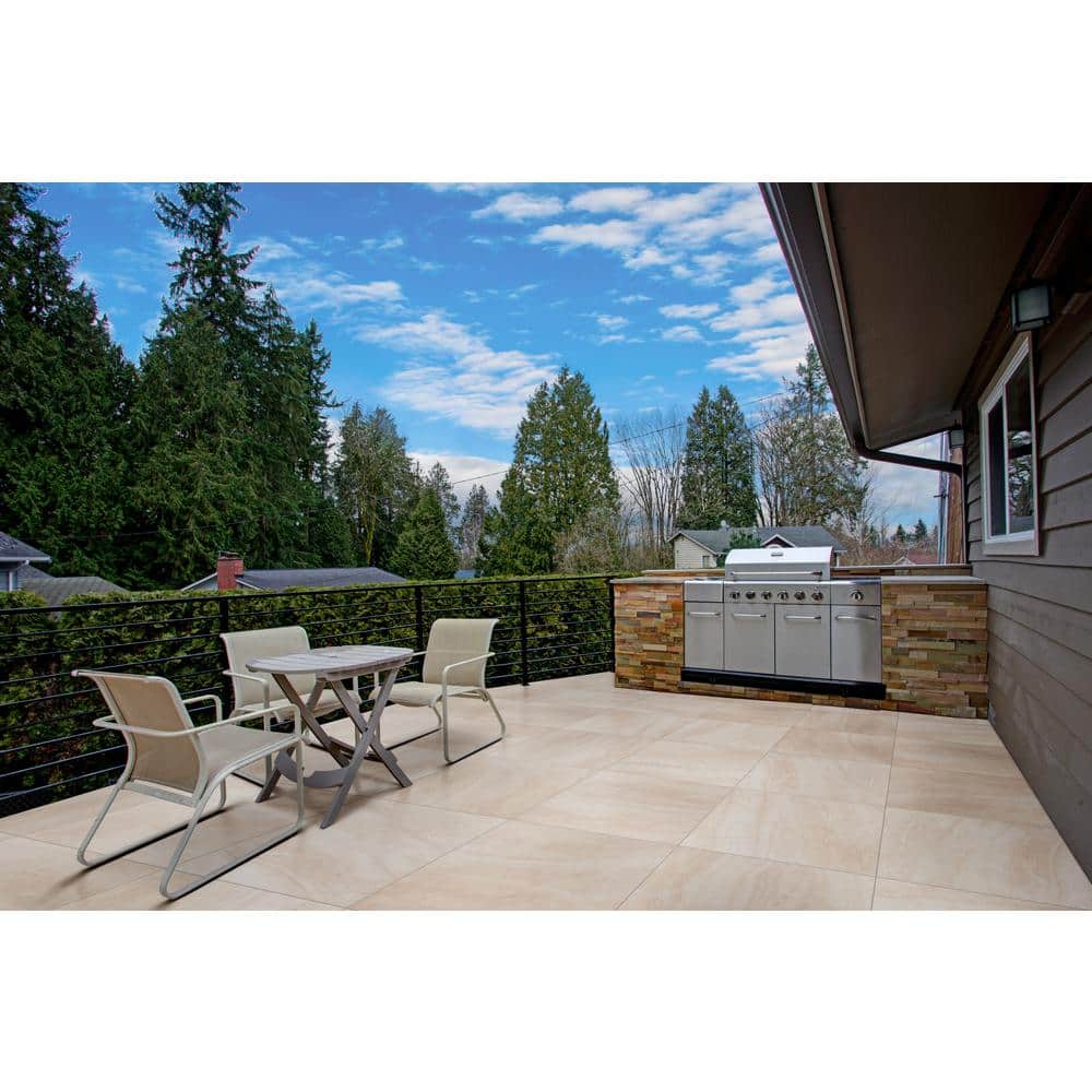 Praia Crema 2 cm. x 24 in x 24 in. Matte Porcelain Stone Look Paver Tile (8 sq. ft. / case) - Hercitys