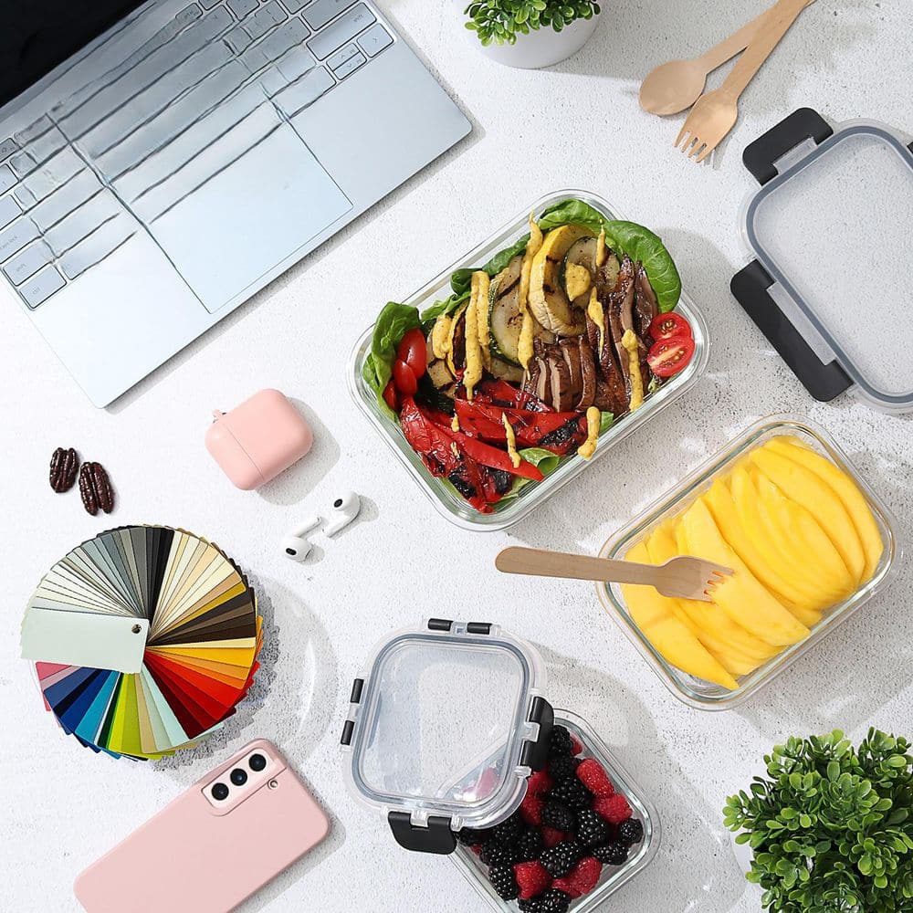 8-Pack Glass Food Storage Containers with Lids - Hercitys