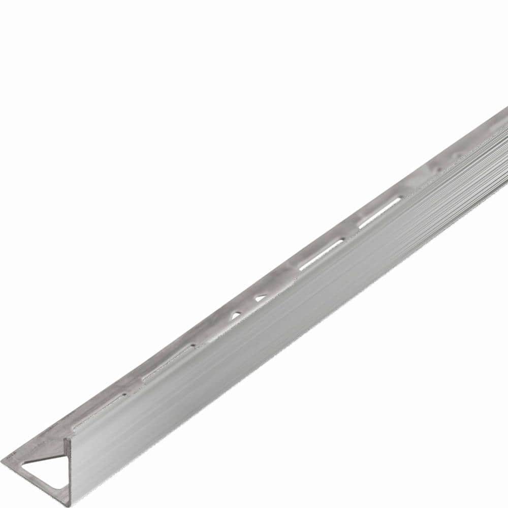 Durosol Profile 7/16 in. L Angle Brushed Stainless Steel Metal Tile Edge Trim - Hercitys