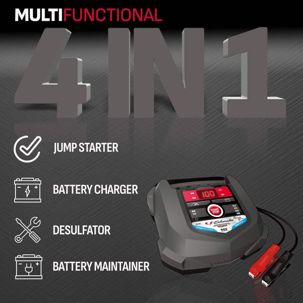 Automotive 6 Volt and 12 Volt 15 Amp Fully Automatic Battery Charger and Maintainer with Battery Tester - Hercitys