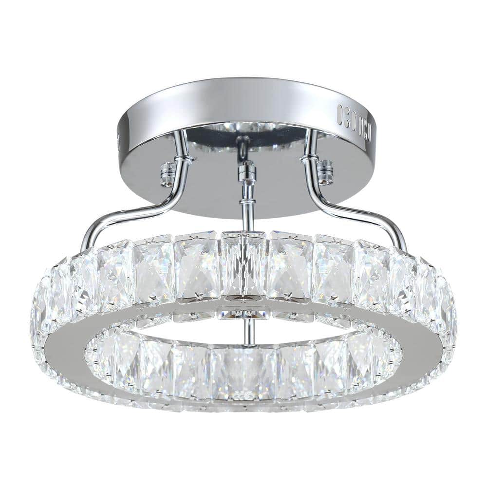 Jefferson 1 – Light Chrome 12.6″ LED Semi Flush Mount Crystal Accents - Hercitys