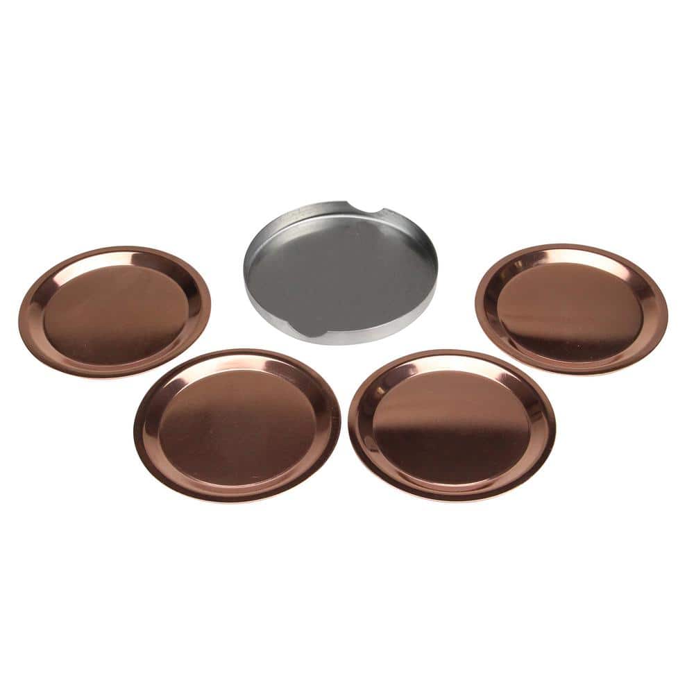 Set of 4 Stainless Steel Copper Finish Tabletop Coasters – 3.75 in. - Hercitys