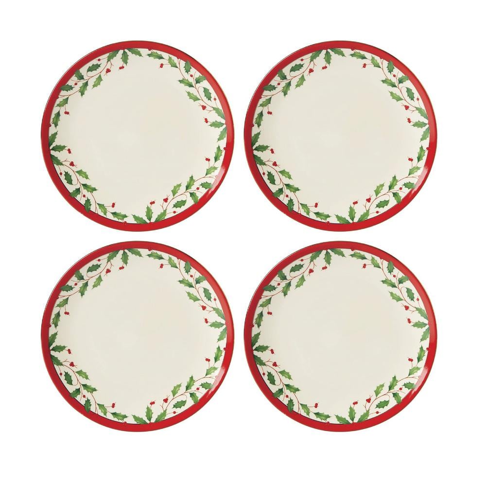 Holiday 12-Piece Ivory Multi-Colored Porcelain Dinnerware Sets (Service for 4) - Hercitys