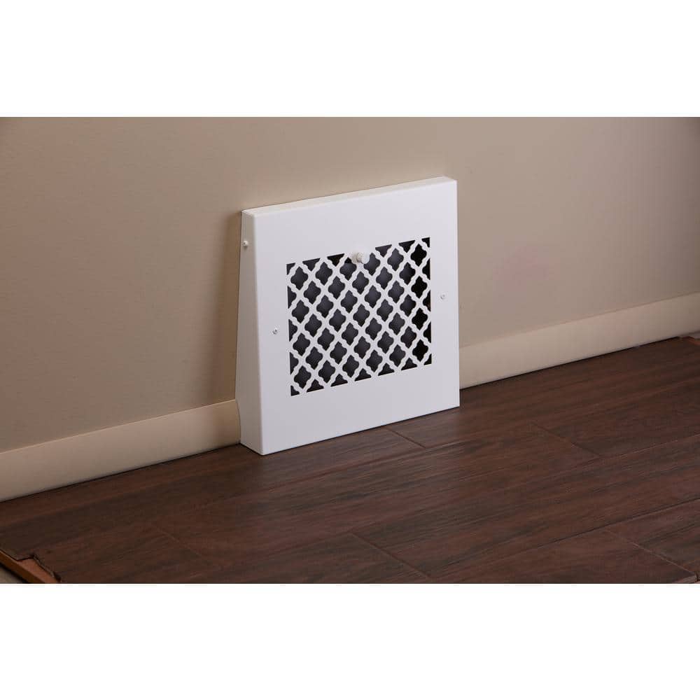 Tuscan 13 in. x 12 in. Steel Gravity Baseboard Floor Register, White/Powder Coat with Air Control Damper - Hercitys