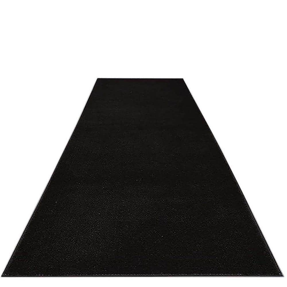 Solid Euro Black 26 in. x 14 ft. Your Choice Length Stair Runner - Hercitys