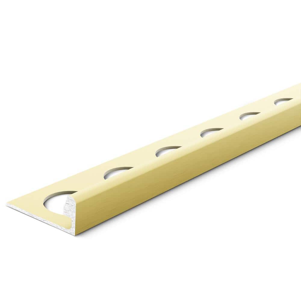 Satin Gold 1/2 in. x 98-1/2 in. Aluminum L-Shaped Tile Edging Trim - Hercitys